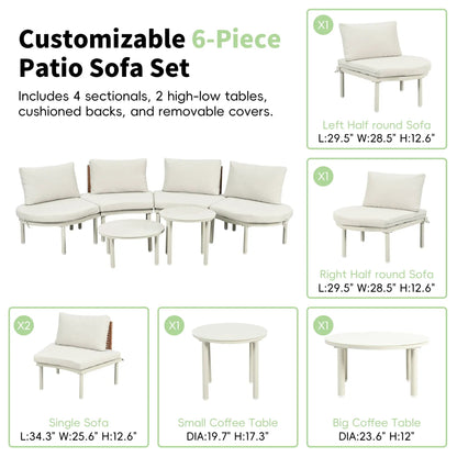 6-Piece patio set with half-moon sectional and 2 coffee tables, Unique Piece Furniture on Tampa Home & Garden Store