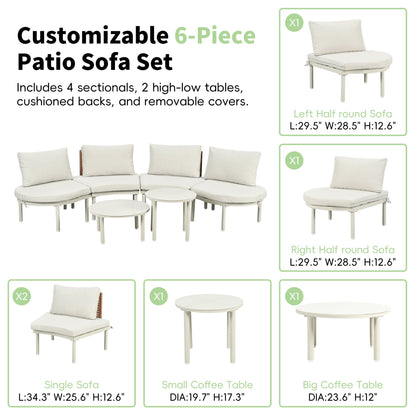 Outdoor Patio 6 Piece Sofa Set And Cushions