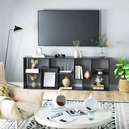 Asymmetrical display shelf & bookcase, 5-tier dark metal etagere by Unique Piece Furniture on Tampa Home & Garden Store