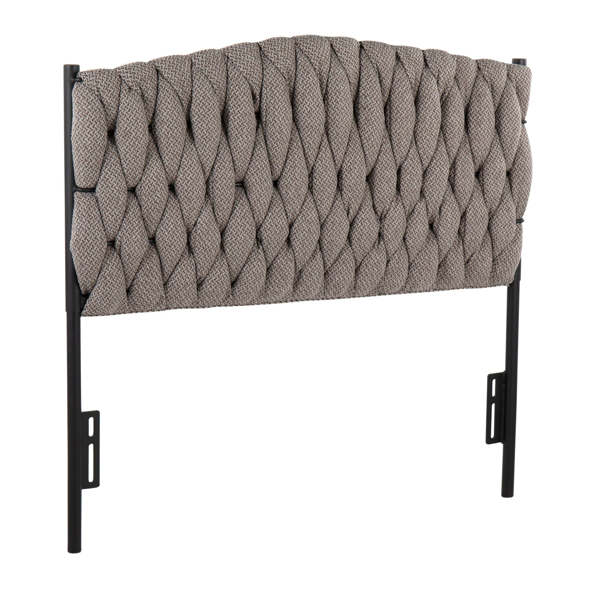 Upholstered Headboard Braided Matisse design taupe-brown fabric twin size HouseOfZazla on Tampa Home & Garden Store