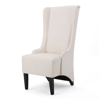 HouseOfZazla upholstered dining chair beige fabric with high back and black legs on Tampa Home & Garden Store