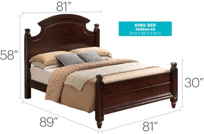 Hand Carved Traditional King Bed by HouseOfZazla with arched headboard 81W x 89D x 58H on Tampa Home & Garden Store