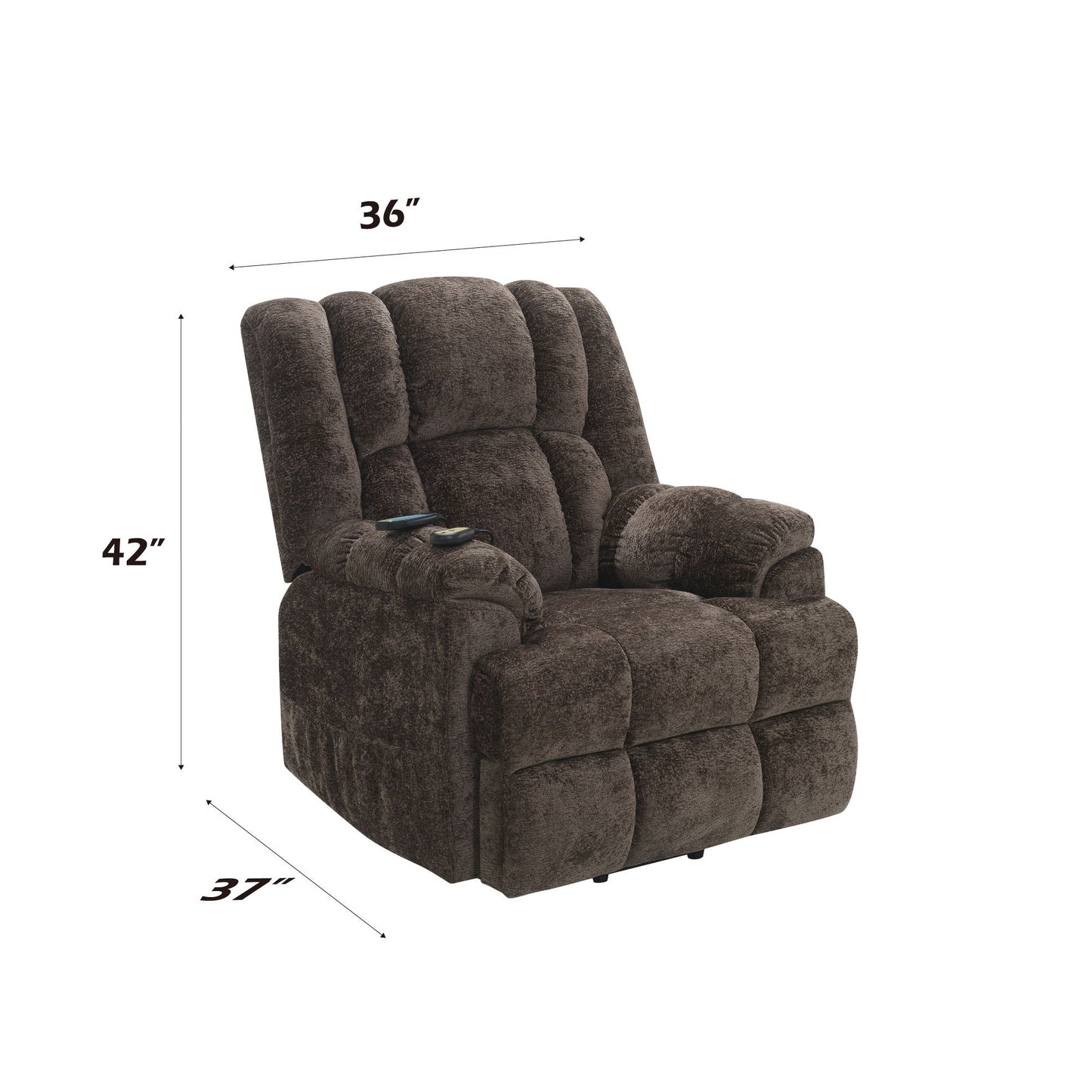 Brown Chenille Recliner With Massage And Lift