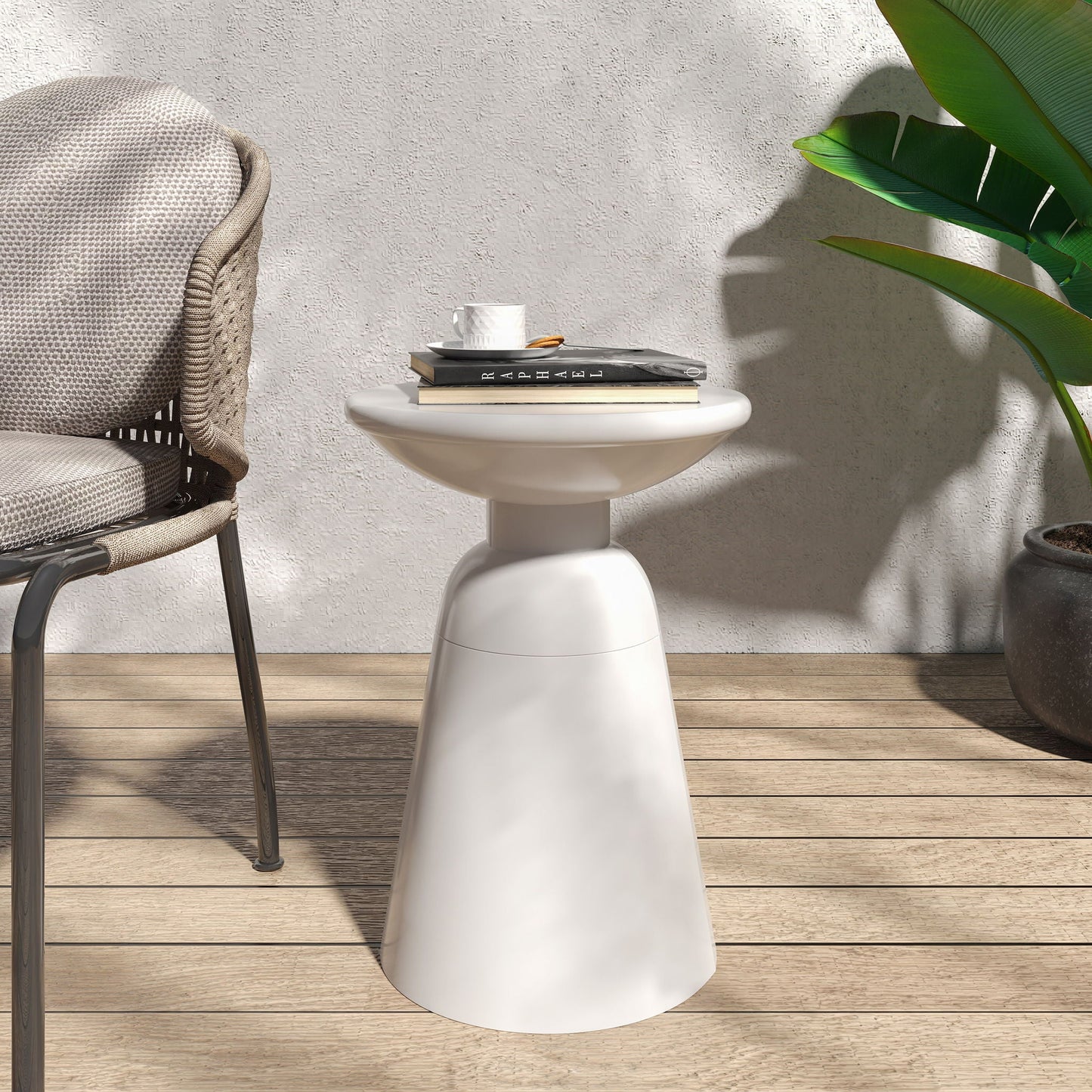 Modern Round Metal Pedestal Outdoor Table