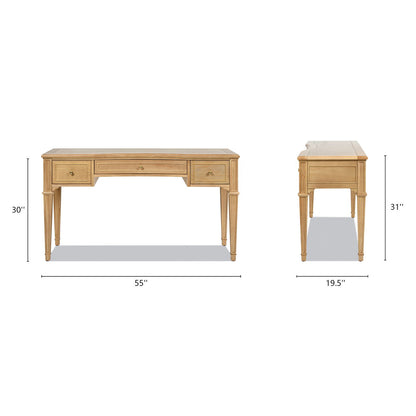 Dauphin 3-Drawer Executive Desk HouseOfZazla, light wood finish with soft-close drawers on Tampa Home & Garden Store
