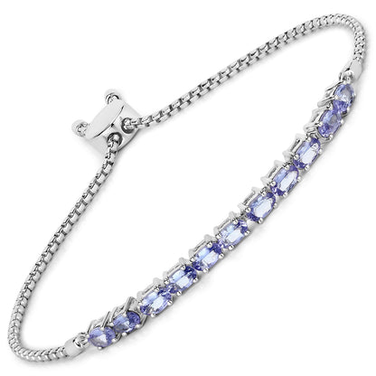 Bracelet 2.29ct genuine Tanzanite in .925 sterling silver with prong-set violet stones on Tampa Home & Garden Store