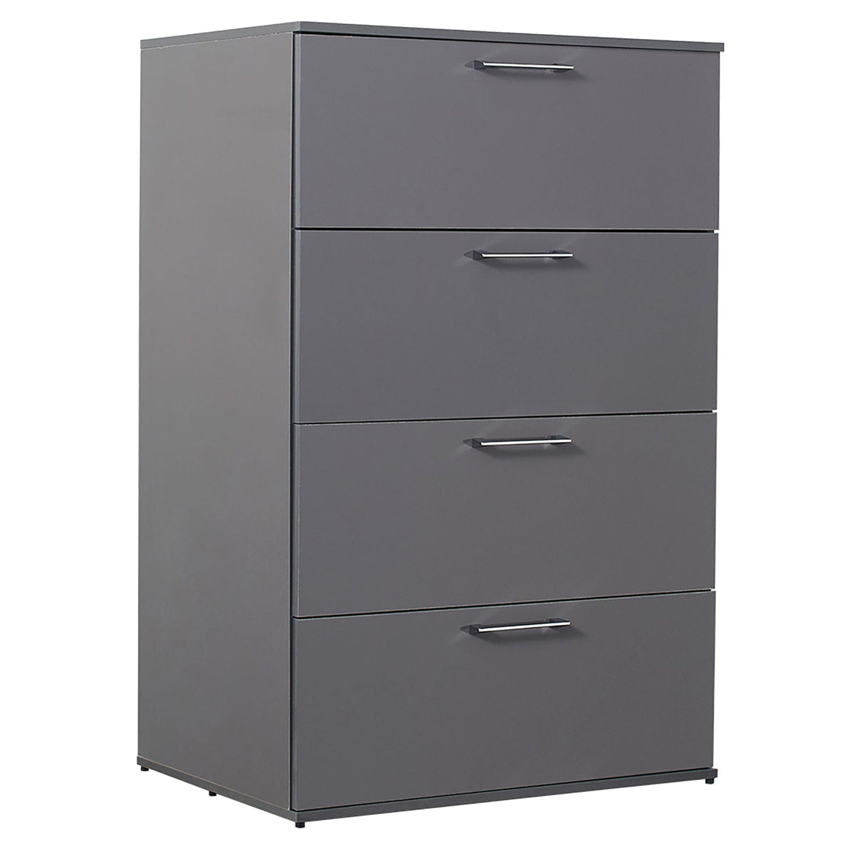 Glossy 4-Drawer Accent Chest by HouseOfZazla in dark gray with chrome handles on Tampa Home & Garden Store