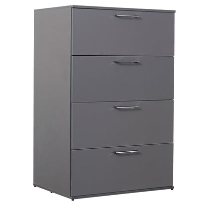 Glossy 4-Drawer Accent Chest by HouseOfZazla in dark gray with chrome handles on Tampa Home & Garden Store