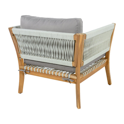 Acacia Wood Patio Chair and Woven Rope Accents
