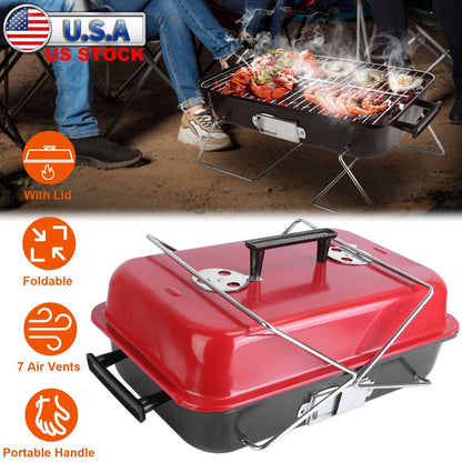 GemGear portable charcoal grill with lid black tabletop BBQ with foldable legs on Tampa Home & Garden Store