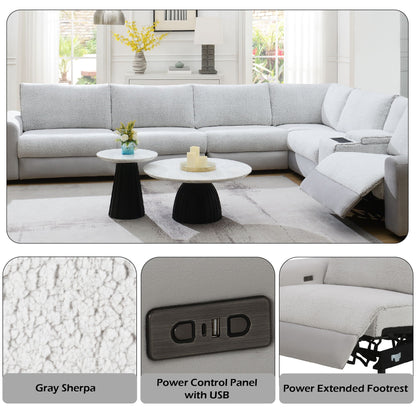 Tarrance modular power recliner sectional gray upholstery by HouseOfZazla, chaise longue on Tampa Home & Garden Store