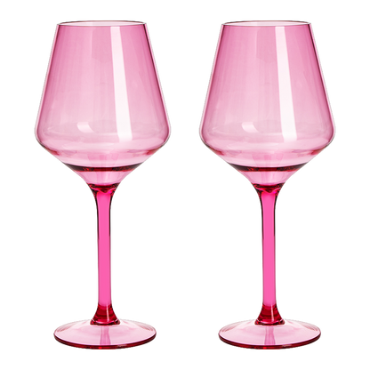 Saint Tropez Pink Acrylic Wine Glasses Set Of Two