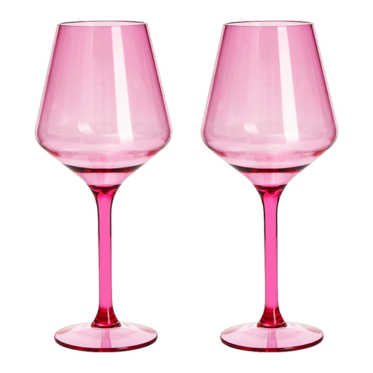Saint Tropez Pink Acrylic Wine Glasses Set Of Two