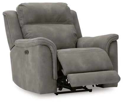 Next-Gen Durapella Power Recliner, gray fabric, padded arms by Unique Piece Furniture on Tampa Home & Garden Store