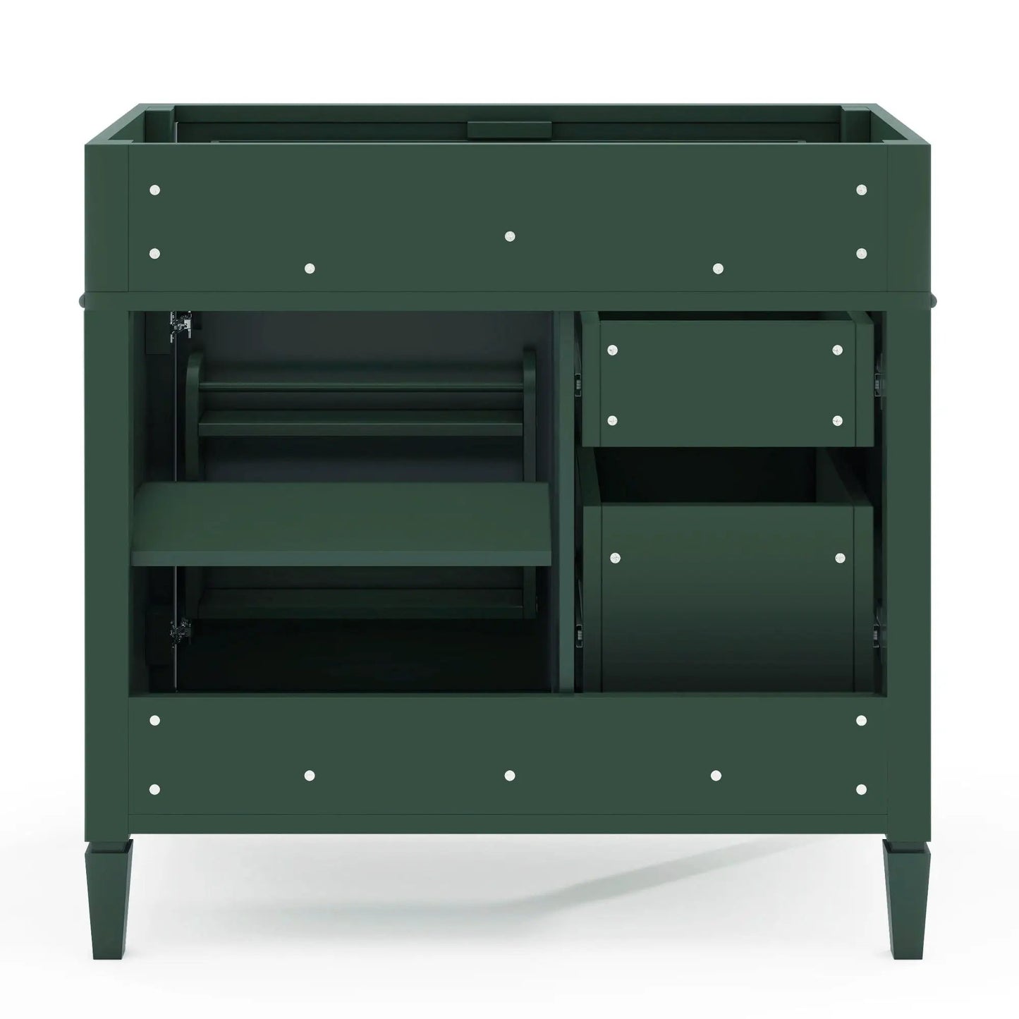 Bathroom vanity base with 2 drawers and tip-out cabinet in green, Unique Piece Furniture on Tampa Home & Garden Store