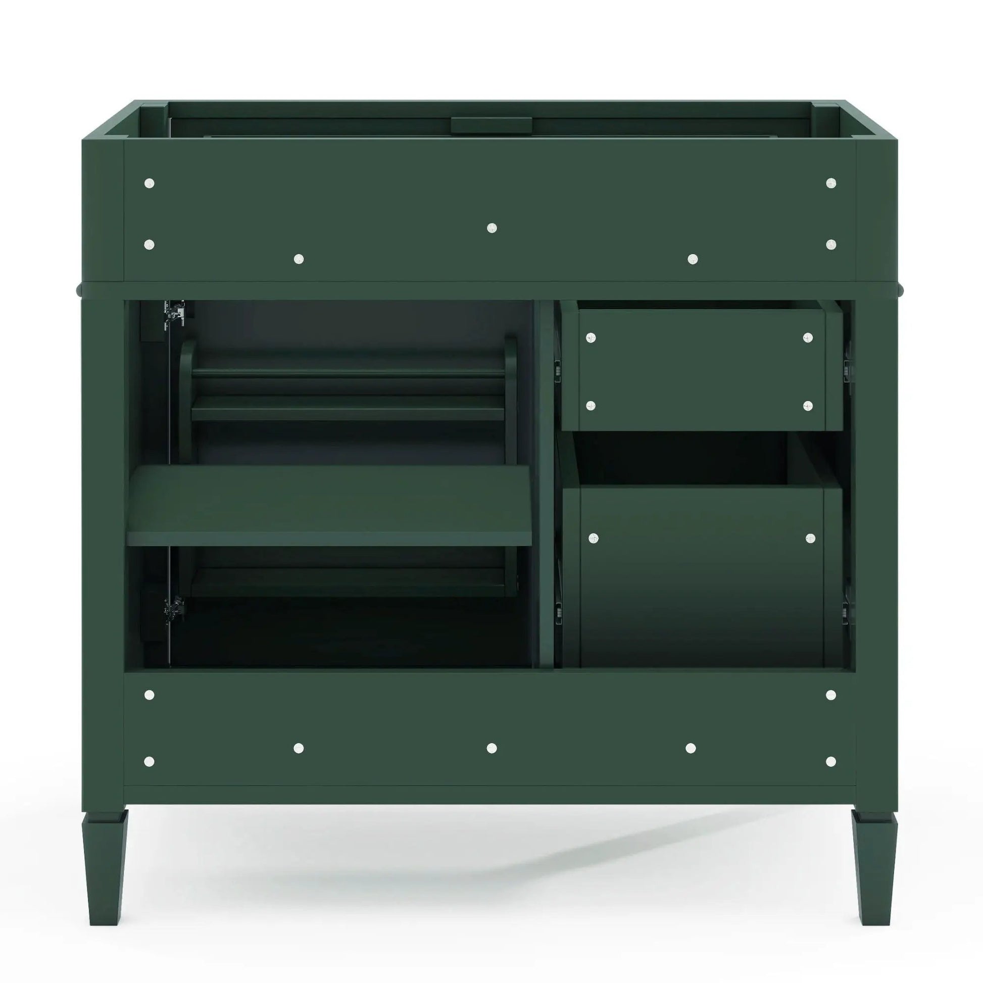 Bathroom vanity base with 2 drawers and tip-out cabinet in green, Unique Piece Furniture on Tampa Home & Garden Store