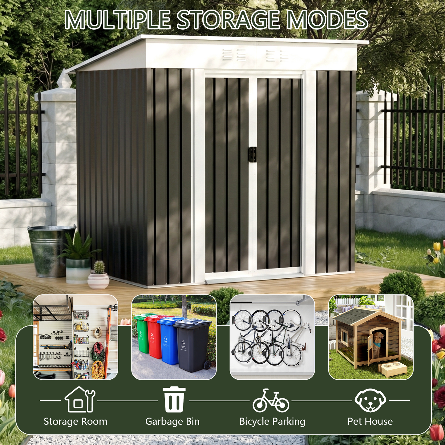 Steel Garden Shed for Patio and Outdoor Storage