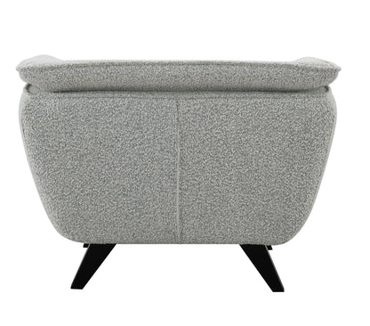 Nayeli Boucle Chair, gray boucle armchair by HouseOfZazla with black angled legs on Tampa Home & Garden Store