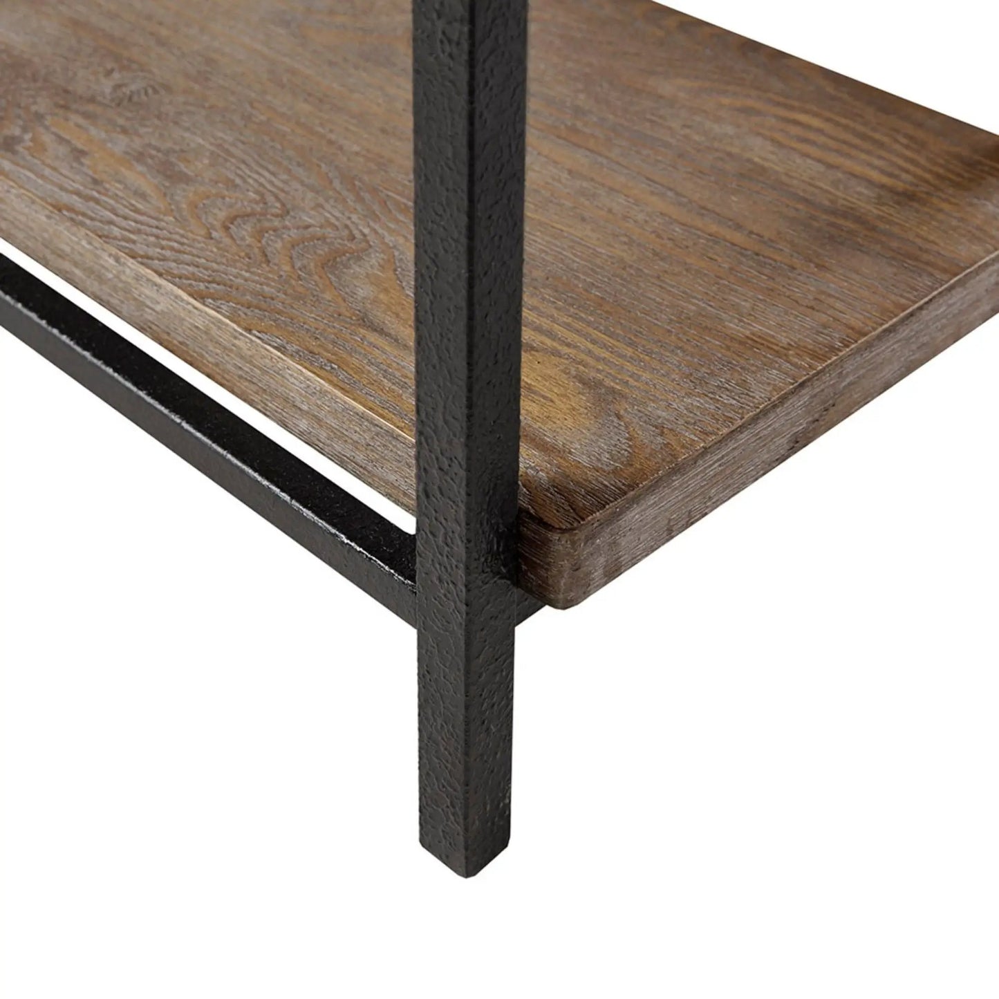 Industrial writing desk with wood surface and black metal frame on Tampa Home & Garden Store
