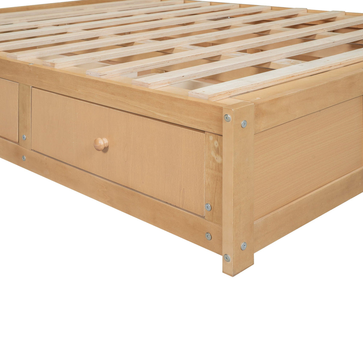 Platform bed with 2 storage drawers in natural wood by HouseOfZazla on Tampa Home & Garden Store