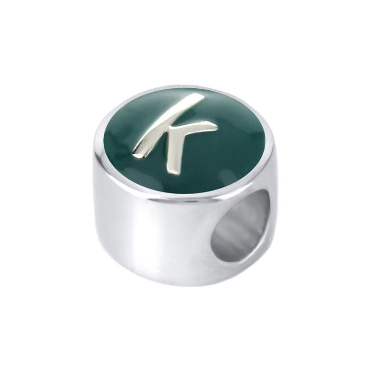 Gabriella Beads Initial K charm bead for Lauren G Adams bracelet teal enamel on silver K on Tampa Home & Garden Store