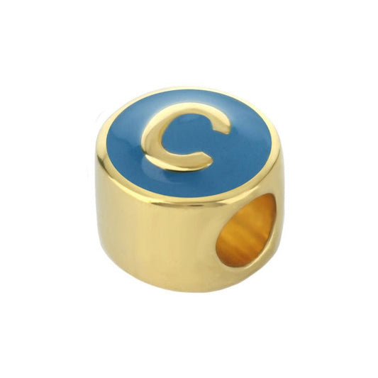 Gabriella Beads Initial C charm bead for Lauren G Adams bracelets, gold-tone with blue enamel on Tampa Home & Garden Store