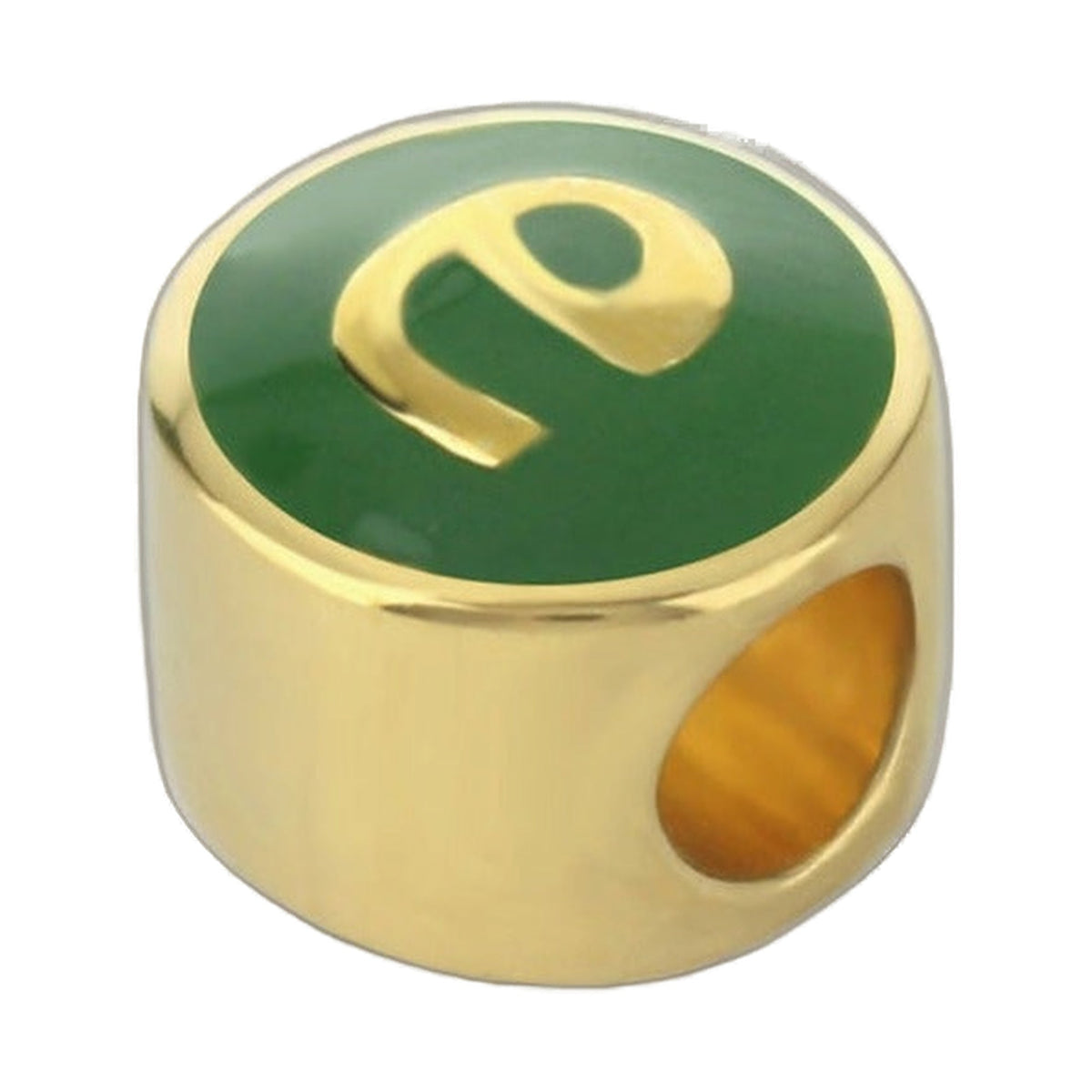 Gabriella Beads Initial charm gold-tone bead with green enamel and yellow G Lauren G Adams on Tampa Home & Garden Store