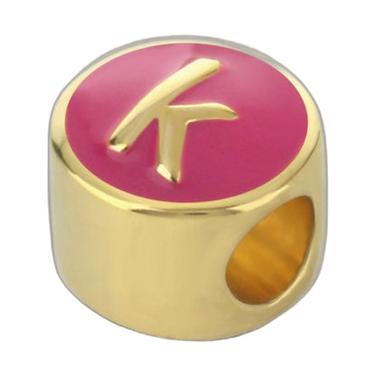 Gabriella Beads Initial charm pink enamel disk with K bezel on Tampa Home & Garden Store