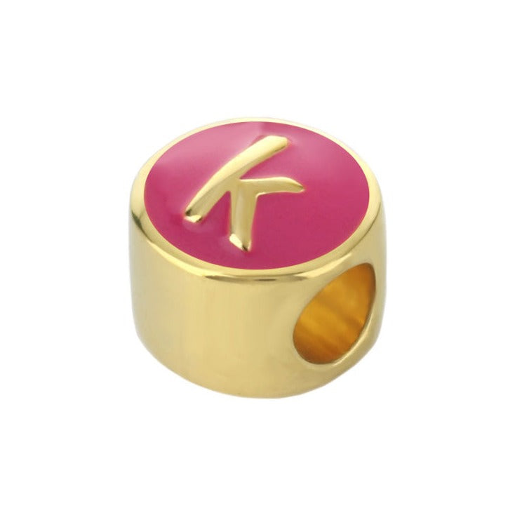Gabriella Beads Initial charm, gold-tone bead with pink enamel top G, Lauren G Adams on Tampa Home & Garden Store