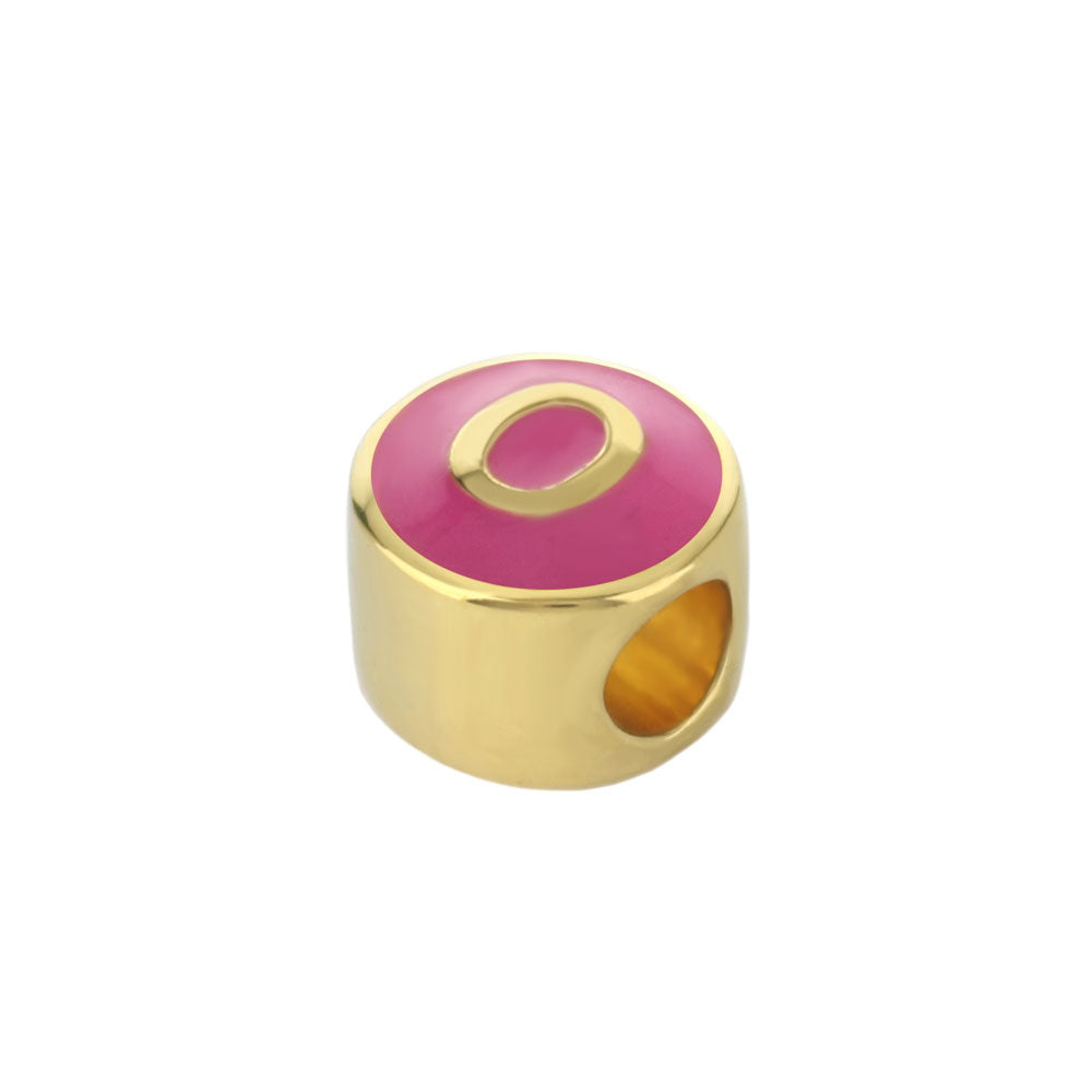Gabriella Beads Initial charm bead, pink enamel on gold-tone setting by Lauren G Adams on Tampa Home & Garden Store