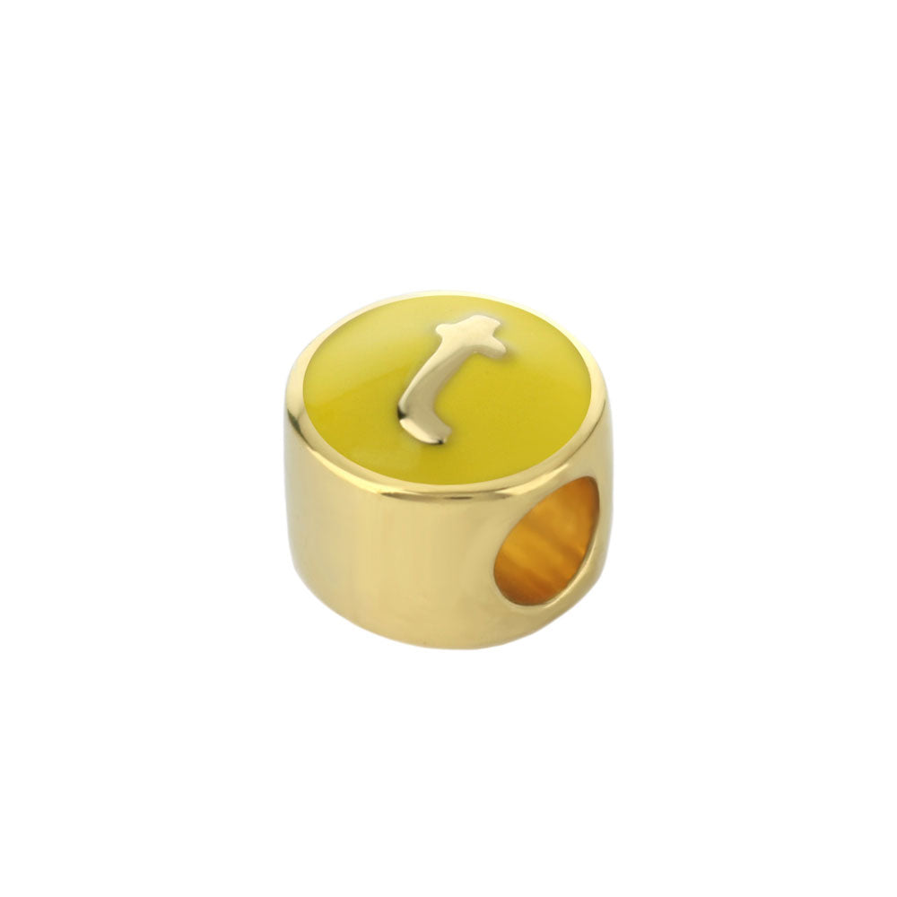 Gabriella Beads Initial charm bead by Lauren G Adams in yellow enamel with gold tone base on Tampa Home & Garden Store