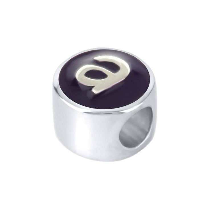 Gabriella Beads Initial charm, purple enamel with gold a on silver bead by Lauren G Adams on Tampa Home & Garden Store