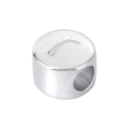 Gabriella Beads Initial silver charm bead with raised G, polished metal on Tampa Home & Garden Store