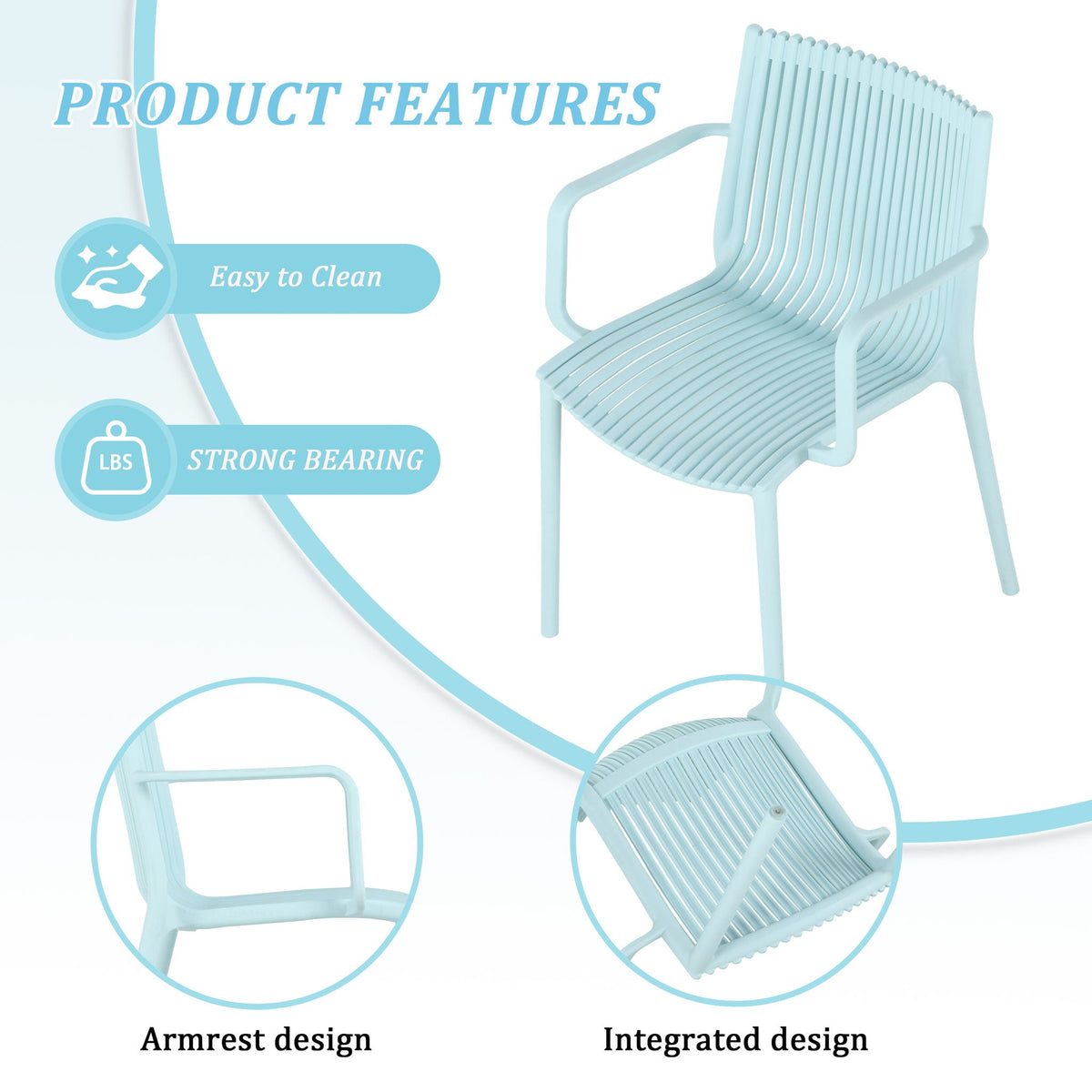 4 Stackable Plastic Chairs and Round Table
