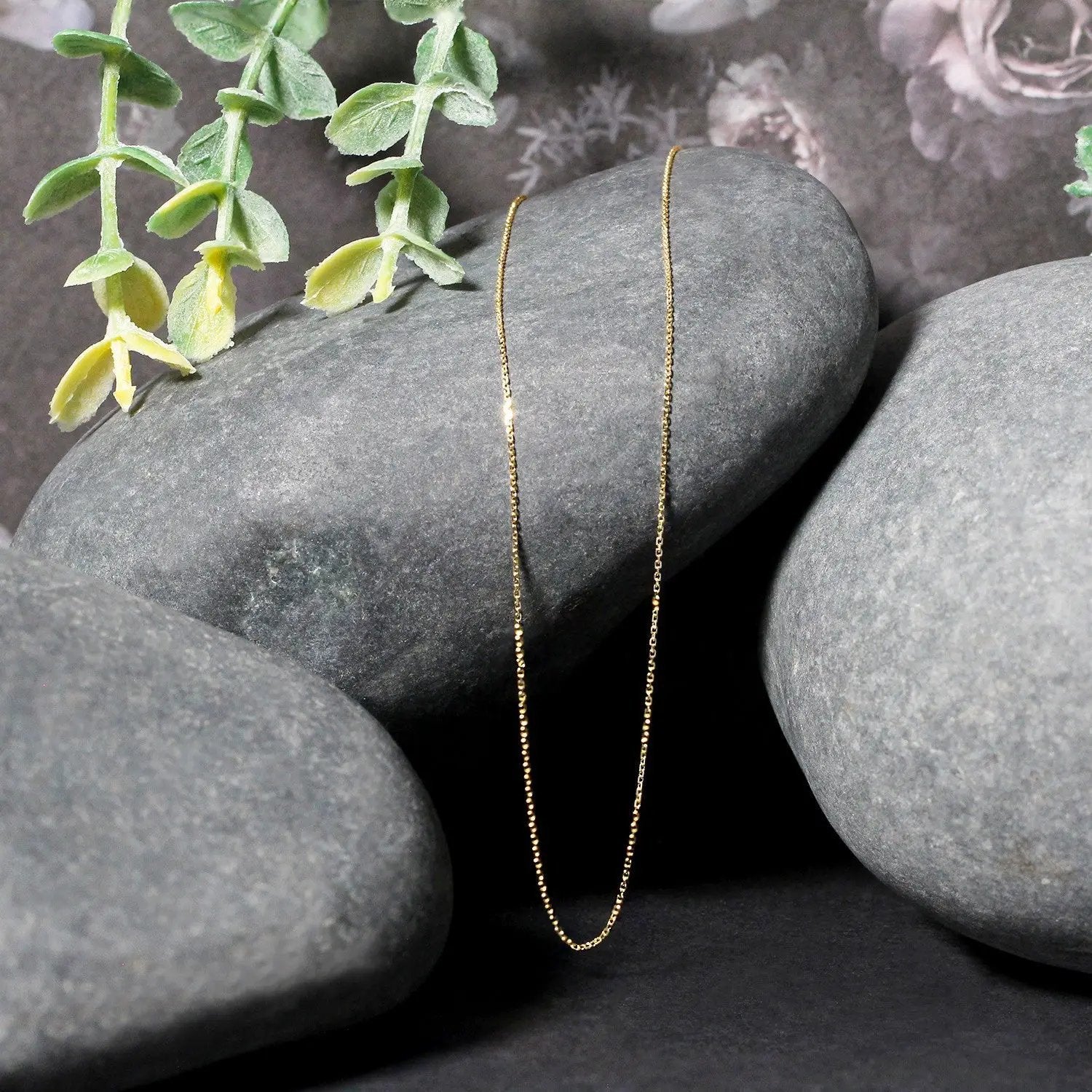 14k yellow gold diamond-cut cable link chain necklace 0.7mm delicate on Tampa Home & Garden Store