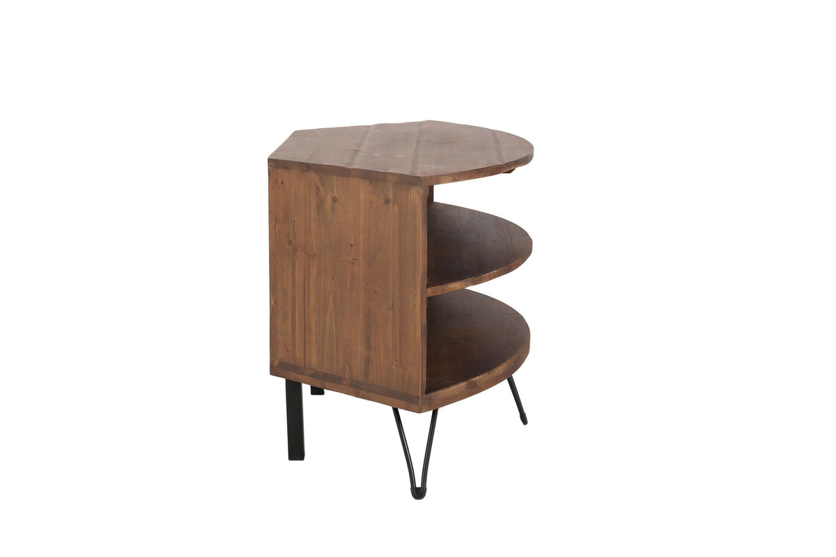 Fan Shape Reclaimed Wood Corner Media Table TV Stand with curved shelves, HouseOfZazla on Tampa Home & Garden Store
