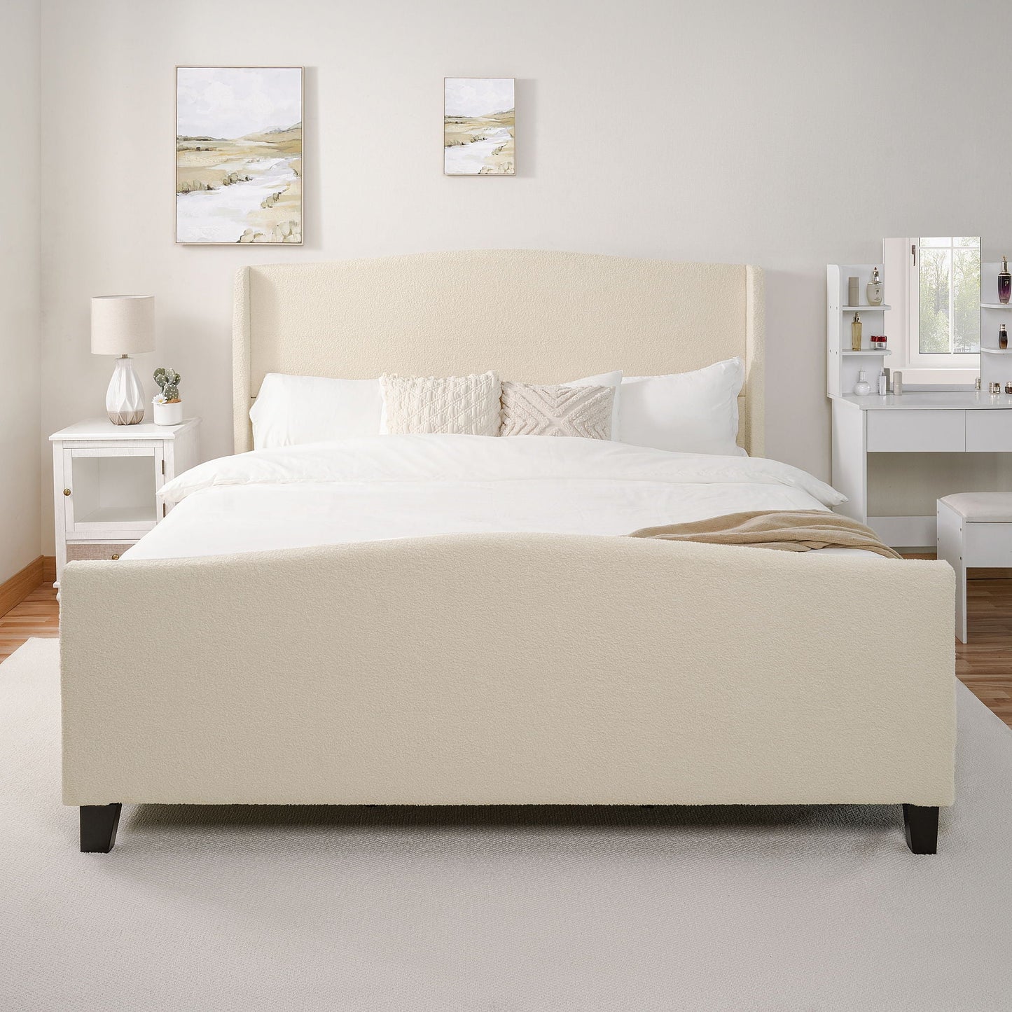 Sturdy Platform Bed Frame and a Padded Headboard