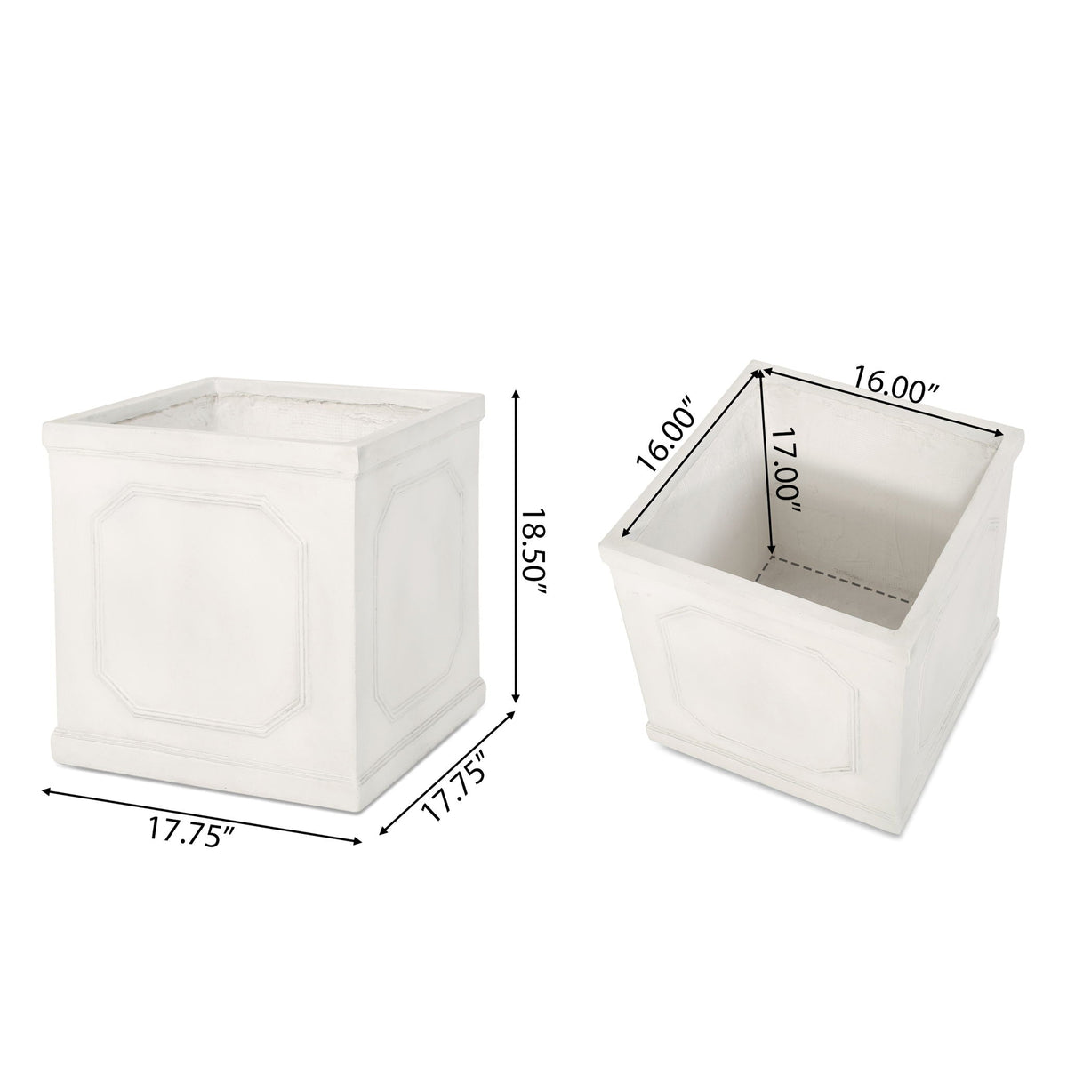 HouseOfZazla Durable Planter white rectangular concrete-style planters, set of 2 on Tampa Home & Garden Store