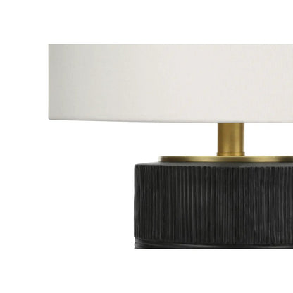 Table lamp with cream shade, black ribbed resin base, brass stem by Unique Piece Furniture on Tampa Home & Garden Store