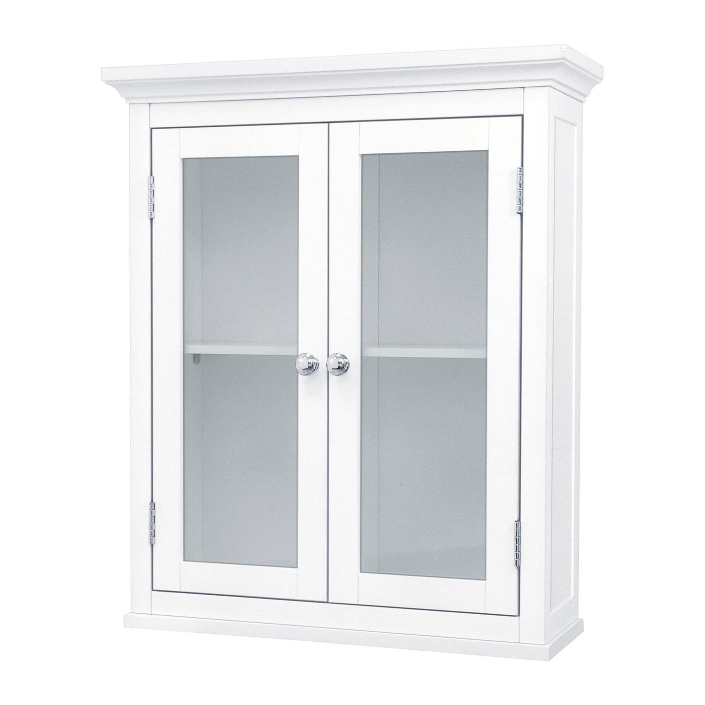 Clásico armario de pared de baño de 2 puertas con acabado blanco