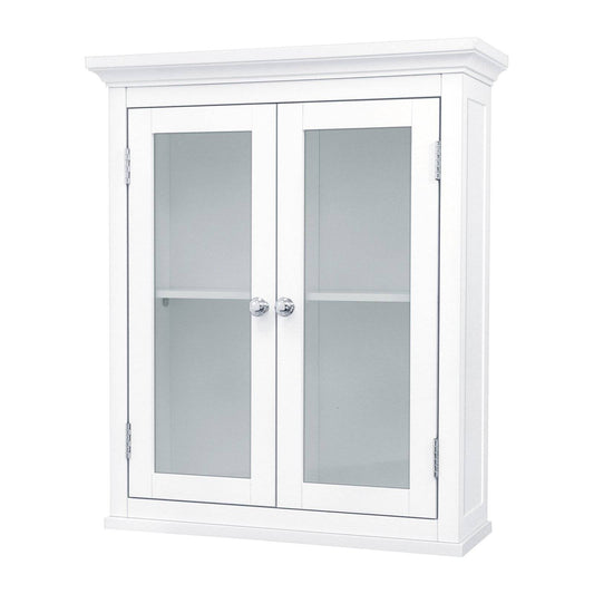 Clásico armario de pared de baño de 2 puertas con acabado blanco