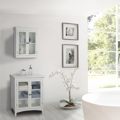 Clásico armario de pared de baño de 2 puertas con acabado blanco
