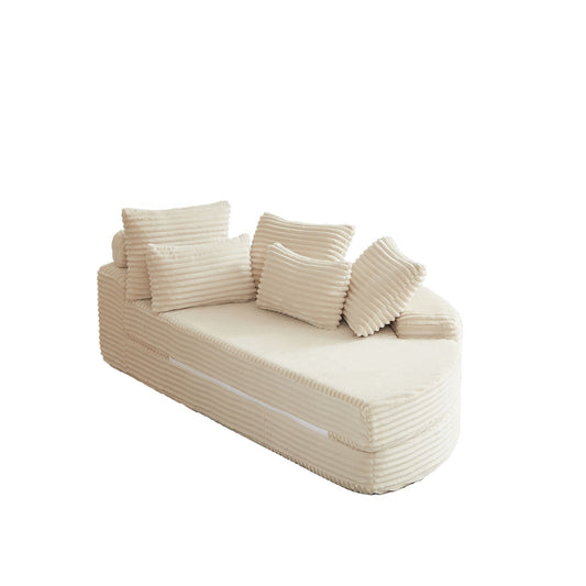 Semi Circular 2 In 1 Sofa Bed With Neck Pillow beige pleated stationary sofa by HouseOfZazla on Tampa Home & Garden Store