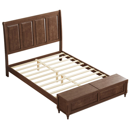 Modern Sleigh Bed with Tall Headboard and Bench