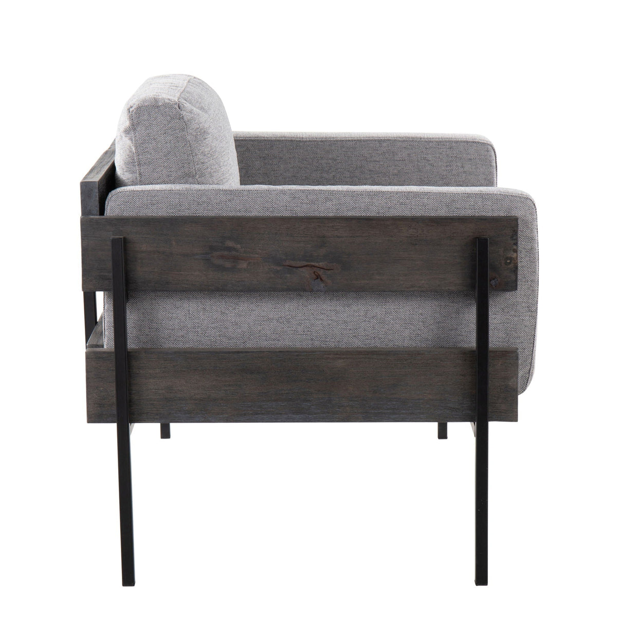 Farmhouse Kari accent chair with metal base and grey cushions by HouseOfZazla on Tampa Home & Garden Store