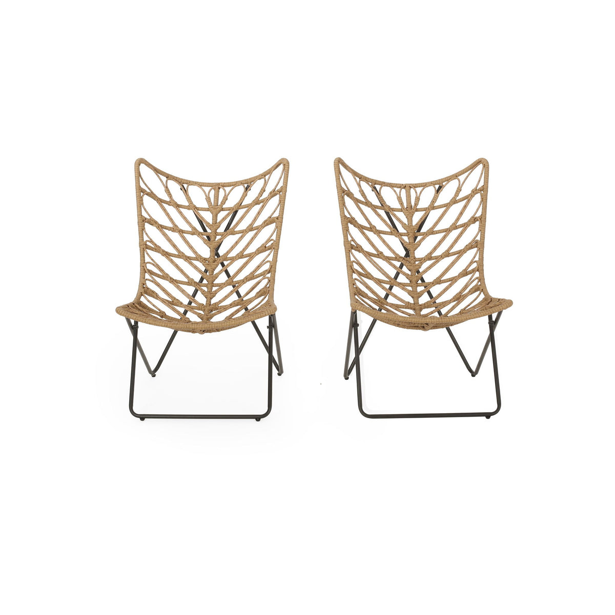 Bryson light brown outdoor chairs with geometric cross base, 2-pack, HouseOfZazla on Tampa Home & Garden Store