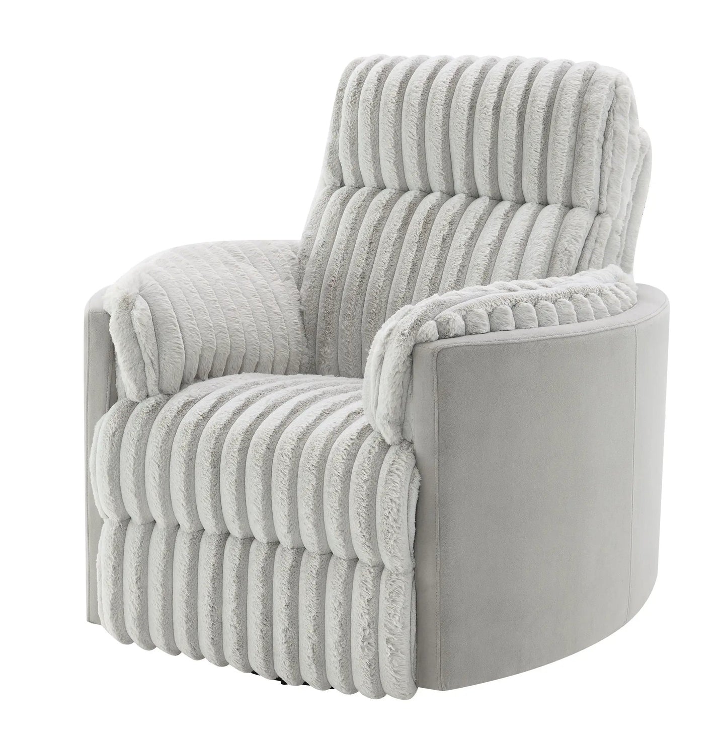 Emee Corduroy Swivel Glider Chair Gray with channel quilting by Unique Piece Furniture on Tampa Home & Garden Store