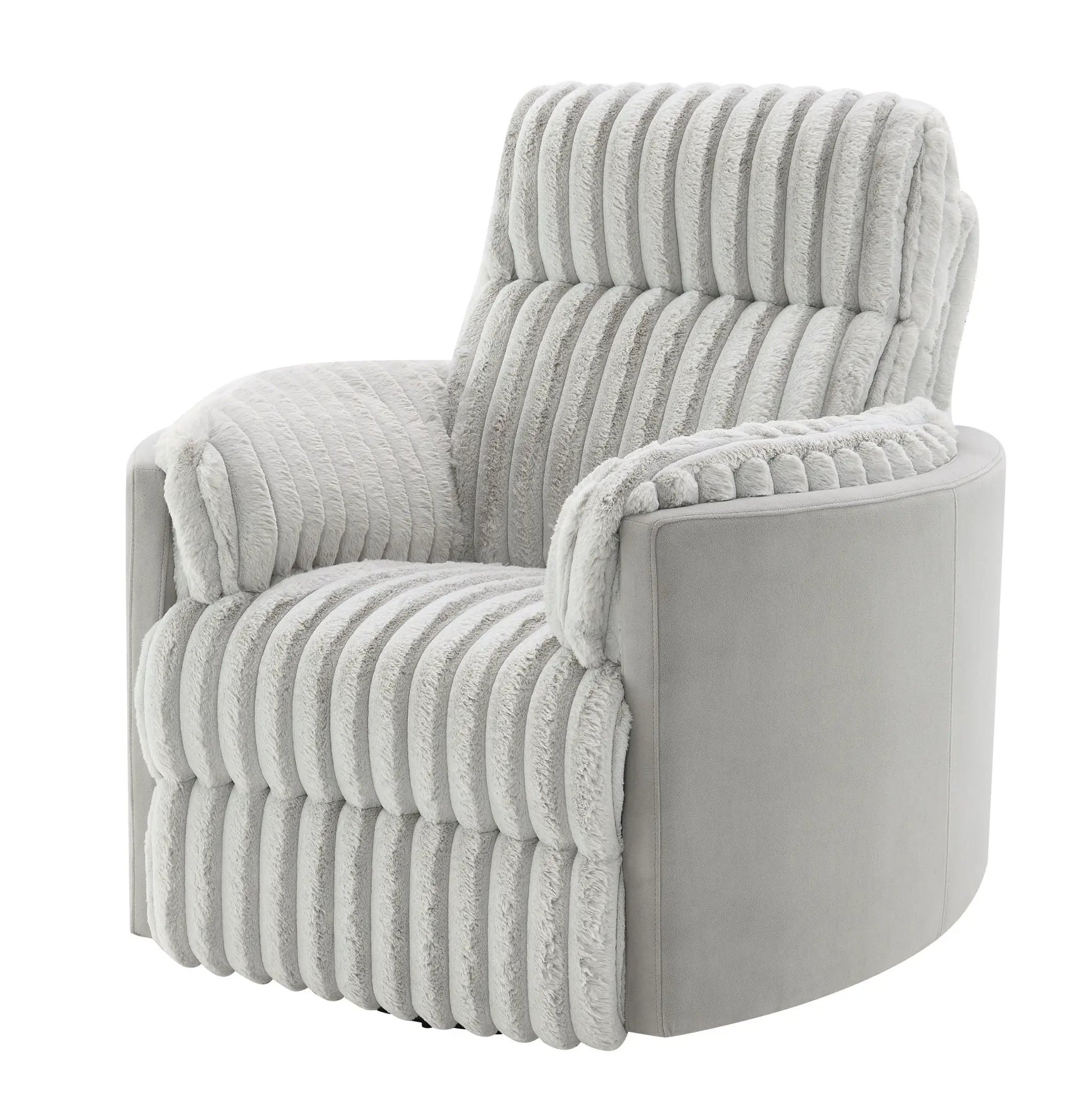 Emee Corduroy Swivel Glider Chair Gray with channel quilting by Unique Piece Furniture on Tampa Home & Garden Store
