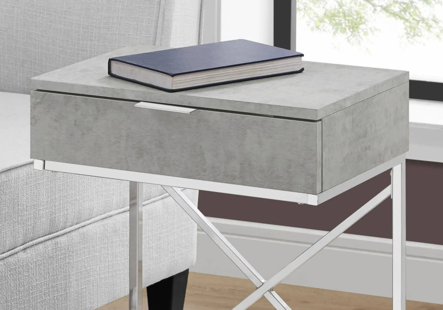 Accent Side Table With Storage Drawer Large Top