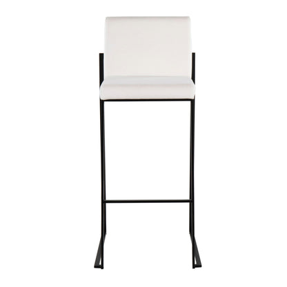 High-back contemporary barstool, white upholstery, black metal frame HouseOfZazla on Tampa Home & Garden Store
